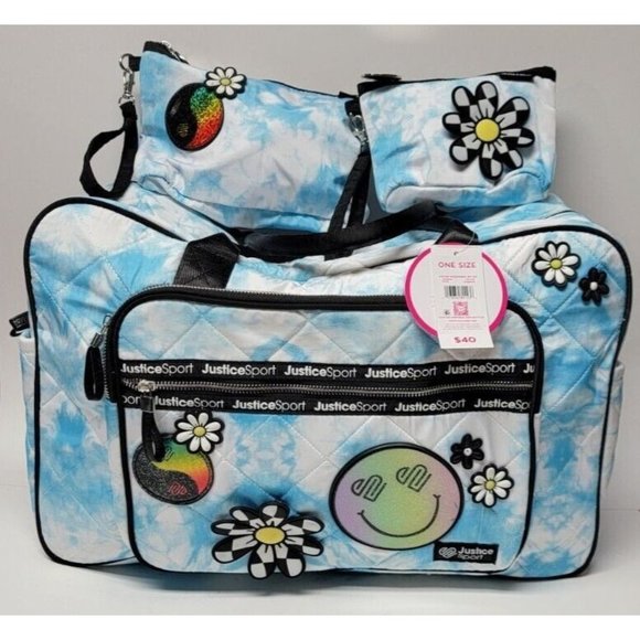 Justice Other - Justice Girls Tie Dye Weekender Bag, 3-Piece Multi-Color Over Night Bag Make-Up